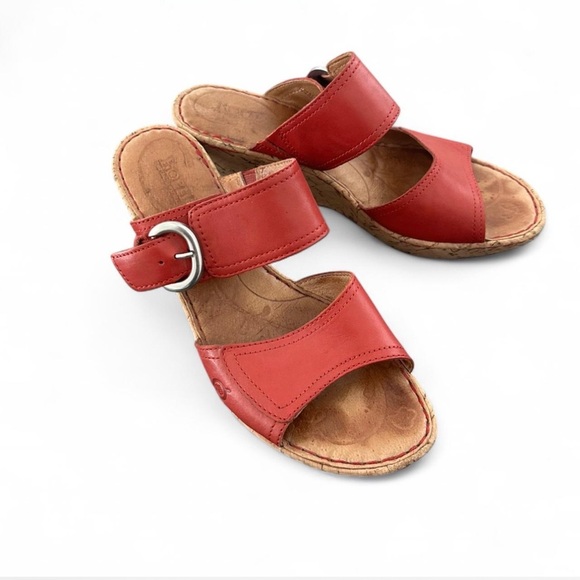 Born Shoes - Born Red Leather Women's Sandals